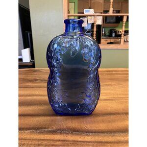 Cobalt Blue Glass Acorn Embossed Design Bottle Canada